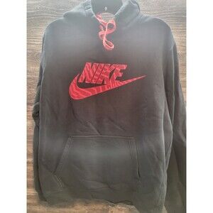 Nike Men’s Vintage Blue Tag Red Graphic Logo Active Black Hoodie Size Medium